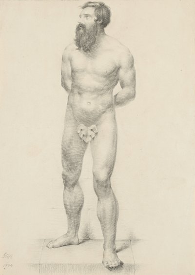 Senza titolo - Nudo maschile in piedi con foglia di fico, 1844 da George Henry Hall