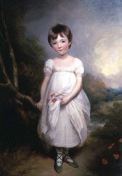 Ritratto di una giovane ragazza in un vestito bianco da George Henry Harlow