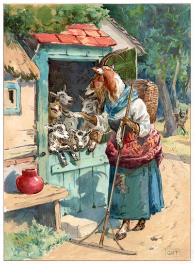 Capra madre e i suoi piccoli, illustrazione da 
