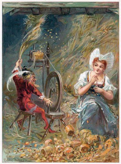 Rumpelstiltskin che fila, illustrazione da 
