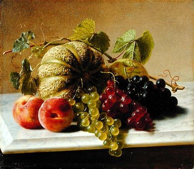 Natura morta con meloni e uva da George Hetzel