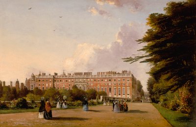 Vista del fronte sud di Hampton Court Palace dal Broad Walk, c.1827-49 da George Hilditch
