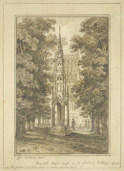 Bristol High Cross come si trovava in College Green nel 1763 da George Holmes