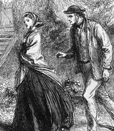 Illustrazione che raffigura una donna che rifiuta una proposta da un uomo da George Housman Thomas