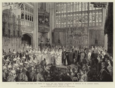 Il matrimonio di T R H Il Principe di Galles e la Principessa Alessandra di Danimarca nella Cappella di San Giorgio, Castello di Windsor, 10 marzo 1863 da George Housman Thomas