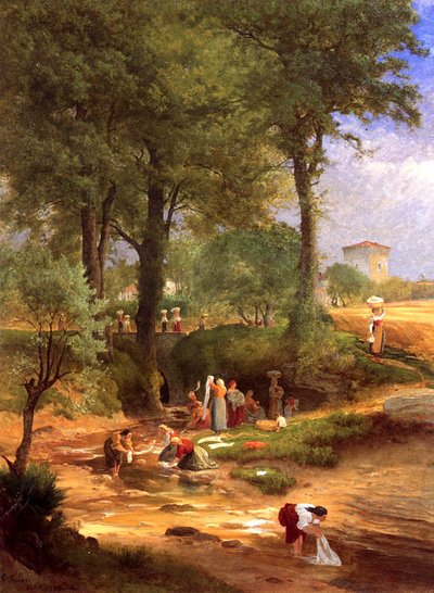 Giorno del bucato vicino a Perugia, Italia, 1873 da George Inness