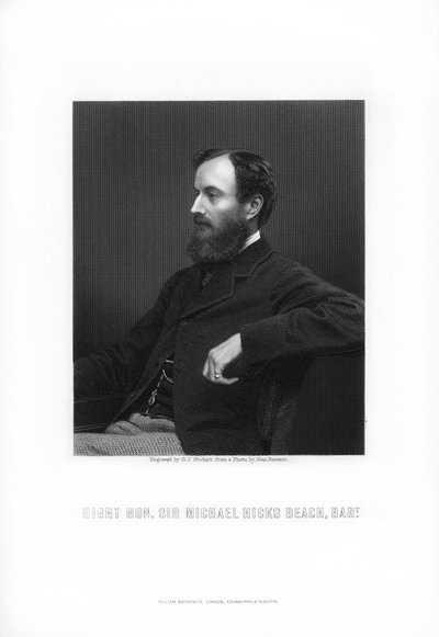Michael Edward Hicks Beach, 1° Conte St Aldwyn, statista inglese, 1881 da George J. Stodart