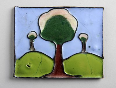 Placca in smalto con tre alberi da George James Frampton