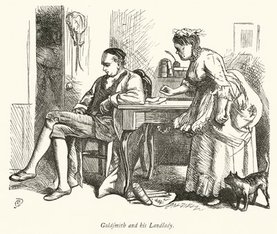 Oliver Goldsmith e la sua padrona di casa da George John Pinwell
