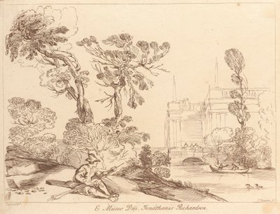 Senza Titolo: Paesaggio con Uomo Seduto da George Knapton