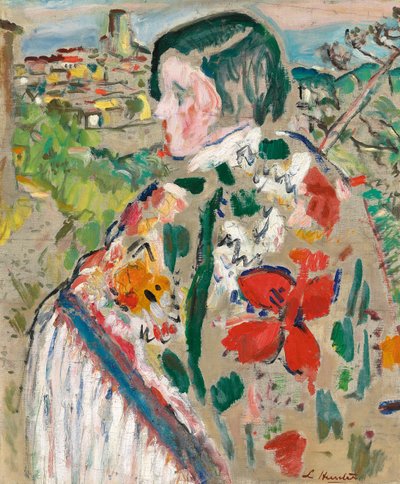 Ragazza con scialle da George Leslie Hunter