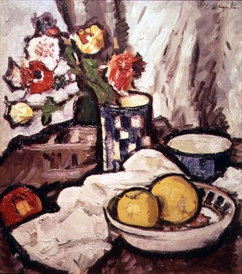 Natura Morta di Rose e Frutta da George Leslie Hunter
