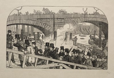 Il flusso vivente al London Bridge - Sotto il ponte da George Louis Palmella Busson Du Maurier