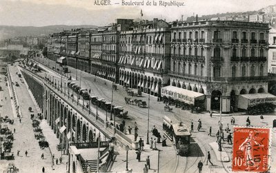 Cartolina raffigurante il Boulevard de la Republique, Algeri, Algeria da Bartolome Esteban and studio Murillo