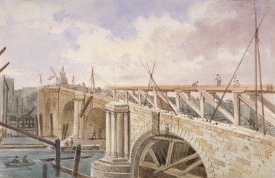 Lavori di demolizione in corso sul Ponte di Blackfriars, 1864 da George Maund