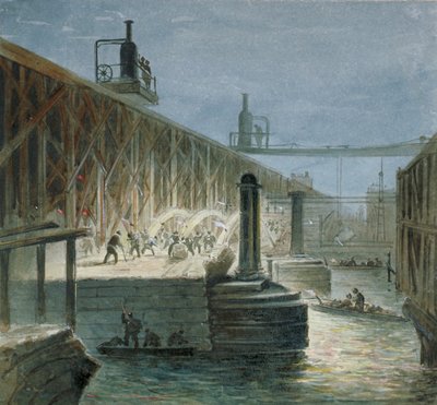 Lavori di demolizione sul Blackfriars Bridge dalla riva del Surrey, Londra da George Maund