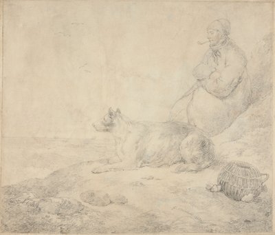 Pescatore e Cane Seduti sulla Costa da George Morland