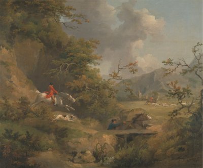 Caccia alla volpe in paese collinare da George Morland