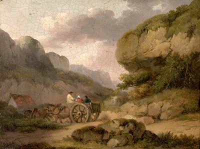 Paesaggio con cavalli, carro e figure da George Morland
