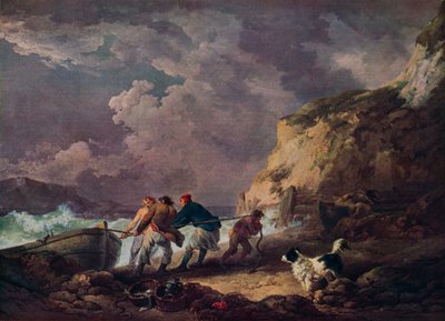 Riva del mare: pescatori che tirano una barca, 1791 da George Morland