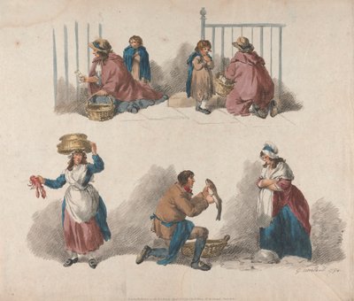 Set di Cinque: Cinque Studi di Venditori Ambulanti da George Morland