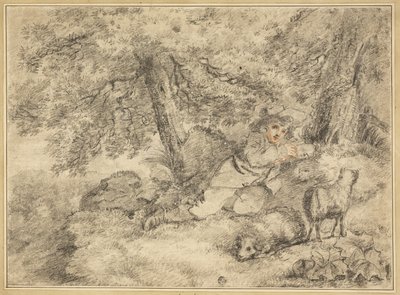 Pastorello con agnelli nel bosco da George Morland