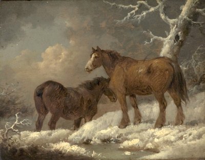 Due cavalli nella neve da George Morland