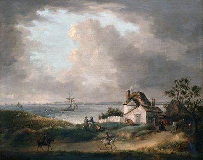 Baia di Weymouth con una vista lontana del porto e Portland Bill da George Morland