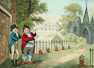 Mostrando un giardino, inciso da Isaac Cruikshank, pubblicato nel 1796 da George Moutard (after) Woodward