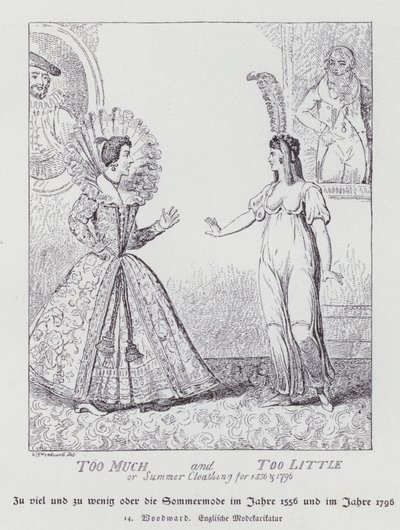 Troppo e troppo poco, abbigliamento estivo per il 1556 e il 1796 da George Moutard (after) Woodward