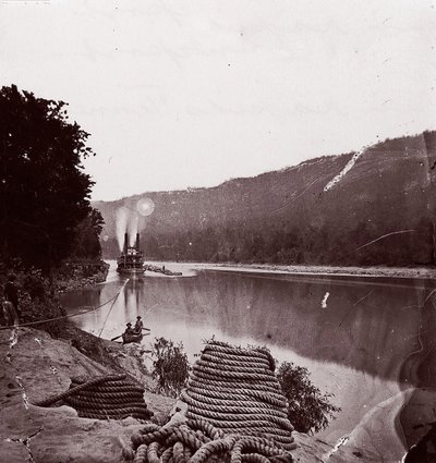 Trasporto degli Stati Uniti nelle rapide, fiume Tennessee, ca. 1864 da George N. Barnard
