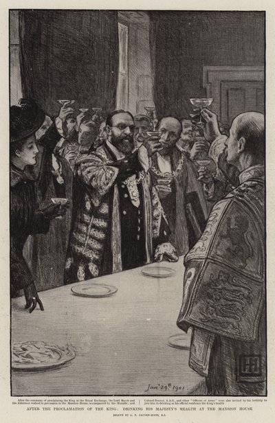 Dopo la proclamazione del re, brindisi alla salute di Sua Maestà alla Mansion House da George Percy Jacomb Hood