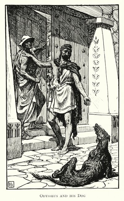 Odissea: Ulisse e il suo cane (incisione) da George Percy Jacomb Hood