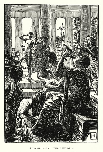 Odissea: Ulisse e i Proci (incisione) da George Percy Jacomb Hood