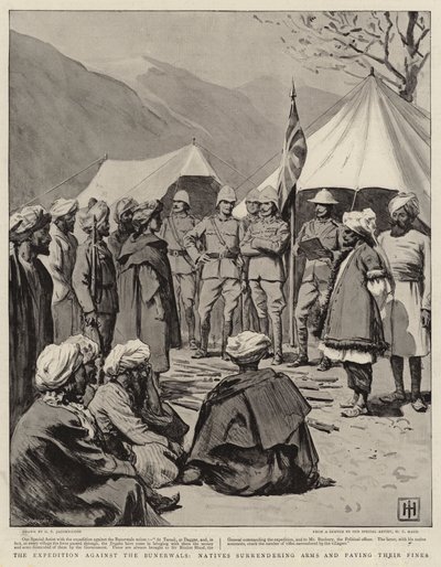 La spedizione contro i Bunerwals, i nativi che consegnano le armi e pagano le loro multe da George Percy Jacomb Hood