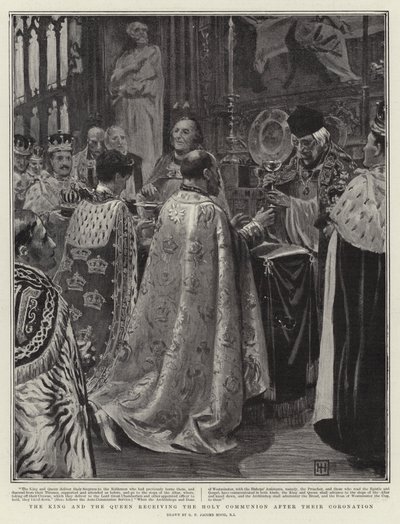 Il Re e la Regina che ricevono la Santa Comunione dopo la loro Incoronazione da George Percy Jacomb Hood