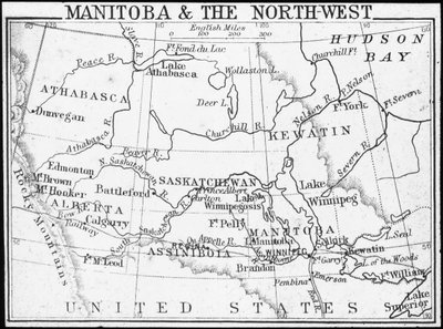 Mappa del Manitoba e del Nord-Ovest, Canada da George Philip and Son Ltd