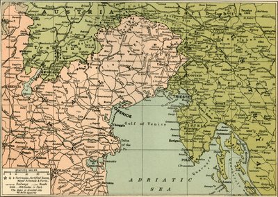 Mappa del fronte di combattimento italiano, 1919 da George Philip and Son Ltd