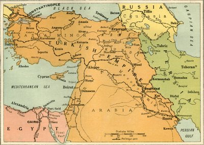 Mappa per illustrare la spedizione mesopotamica, 1919 da George Philip and Son Ltd