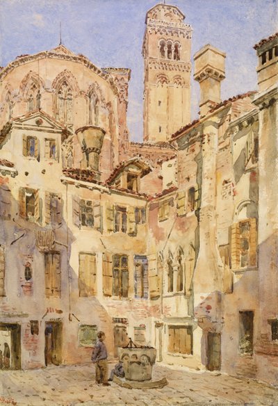 La Chiesa dei Frari, Venezia, dal Campiello San Rocco, 1854 da George Price Boyce