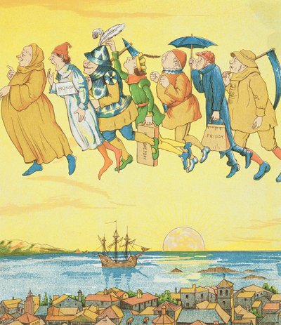 I giorni della settimana, illustrazione da Rumpelstiltskin da George R. Halkett