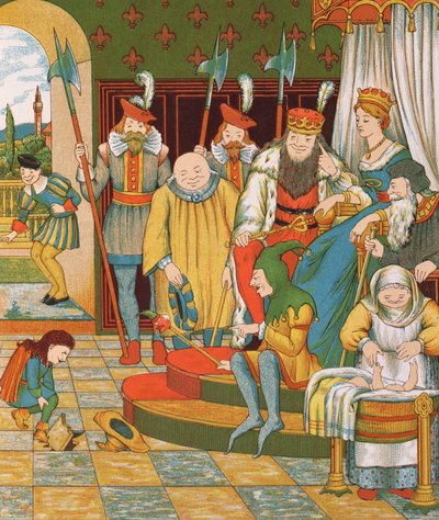 Rumpelstiltskin arriva per reclamare il primo figlio della principessa come sua ricompensa, 1882 da George R. Halkett