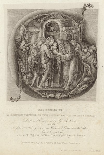 Facsimile della lettera capitale della presentazione nel tempio da George Robert Lewis