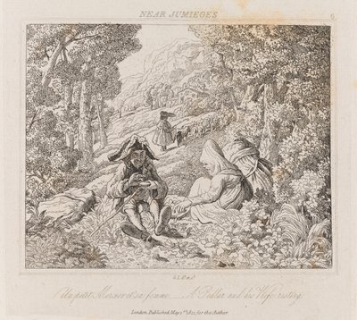 Venditore ambulante e moglie vicino a Jumieges, c.1821 da George Robert Lewis