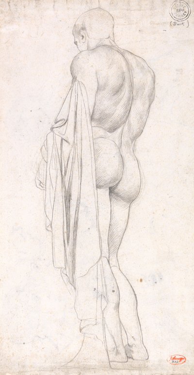 Vista posteriore di una figura maschile classica in piedi da George Romney