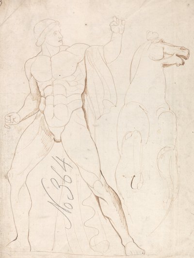 Nudo maschile classico con cavallo da monta da George Romney