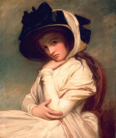 Emma Hart, poi Lady Hamilton, con un cappello di paglia, c.1782-94 da George Romney