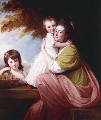 Ritratto di gruppo di Dorothy Stables e delle sue figlie, Harriet e Maria, a tre quarti di lunghezza, 1777-78 da George Romney