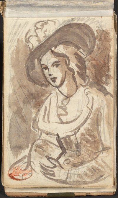 Ritratto a mezzo busto di una signora con un cappello da George Romney