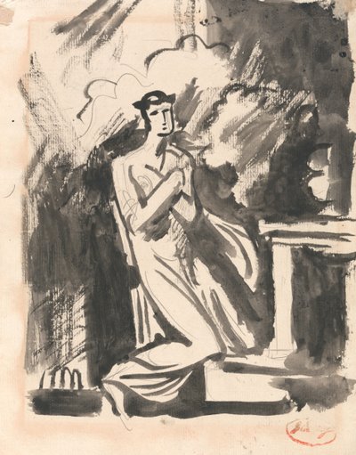 Ifigenia inginocchiata davanti a un altare da George Romney